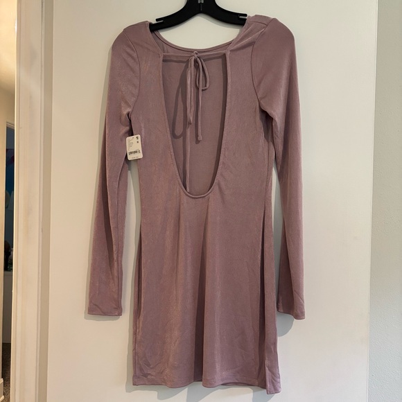 Free People Intimately Call Me Later Long Sleeve Slip Dress Large Dawn Pink NWT - Picture 5 of 7